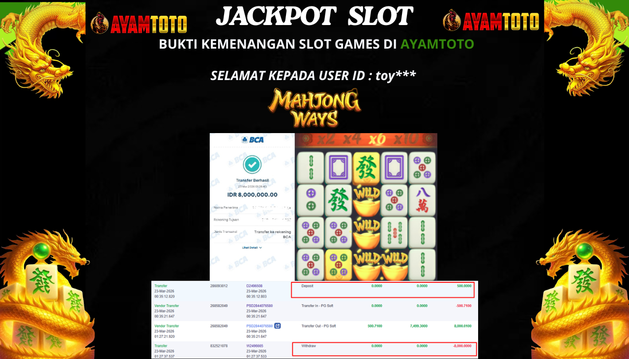 BUKTI JACKPOT PLAYER AYAMTOTO