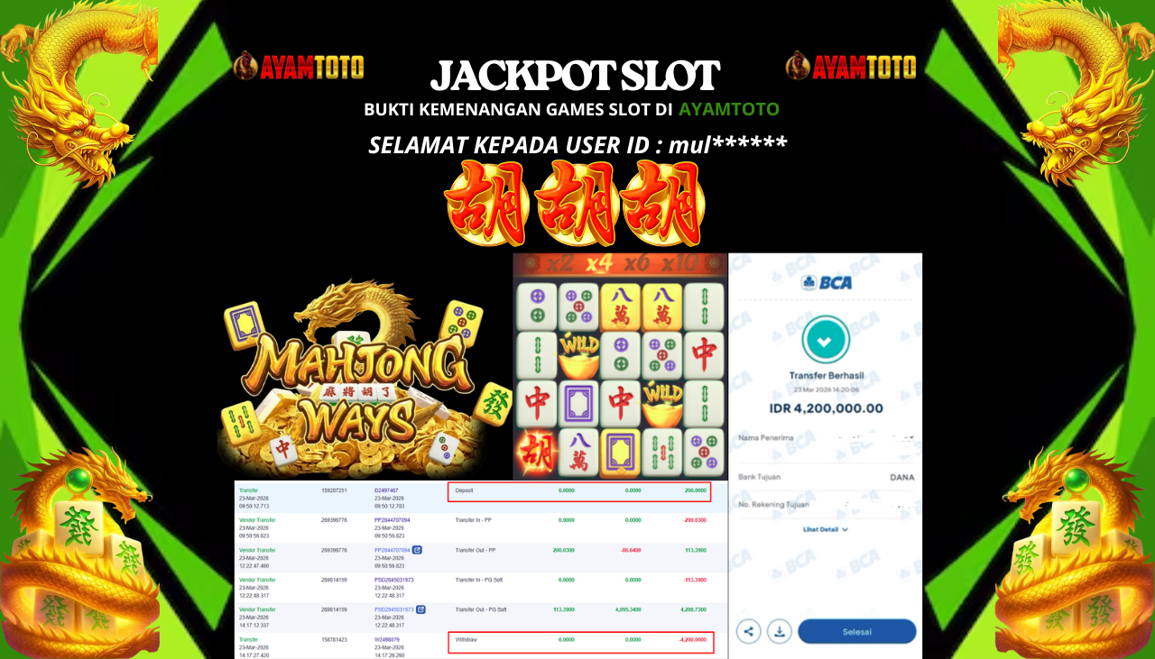 BUKTI JACKPOT PLAYER AYAMTOTO