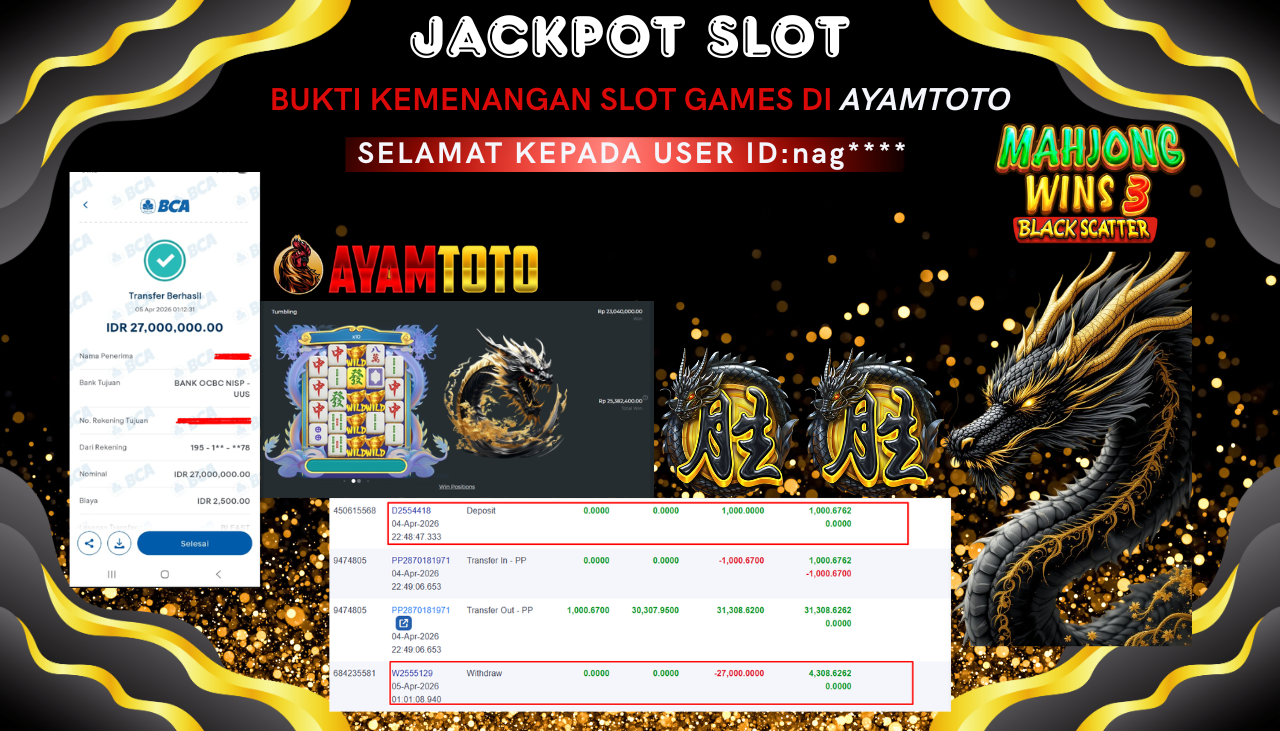 BUKTI JACKPOT PLAYER AYAMTOTO