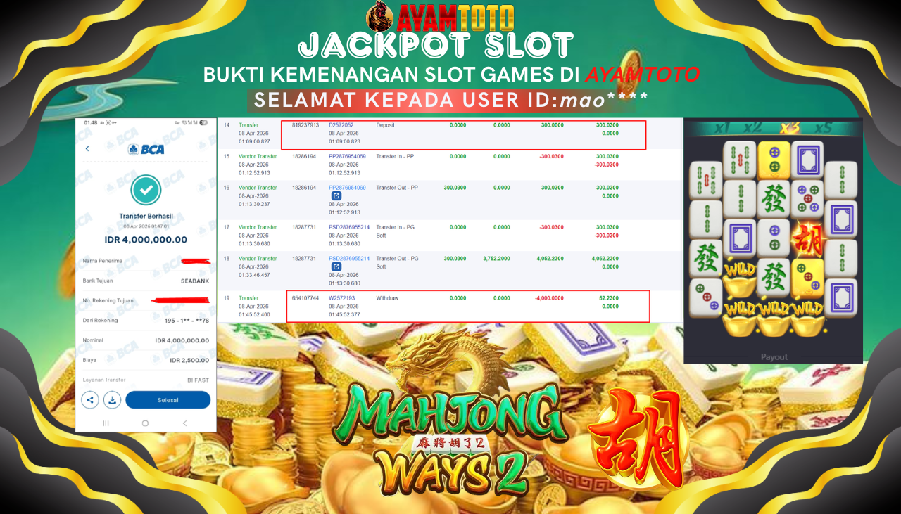 BUKTI JACKPOT PLAYER AYAMTOTO