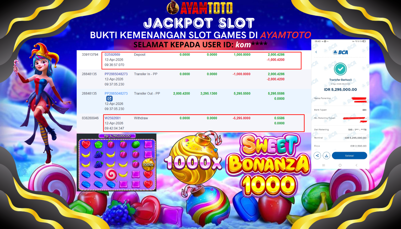BUKTI JACKPOT PLAYER AYAMTOTO