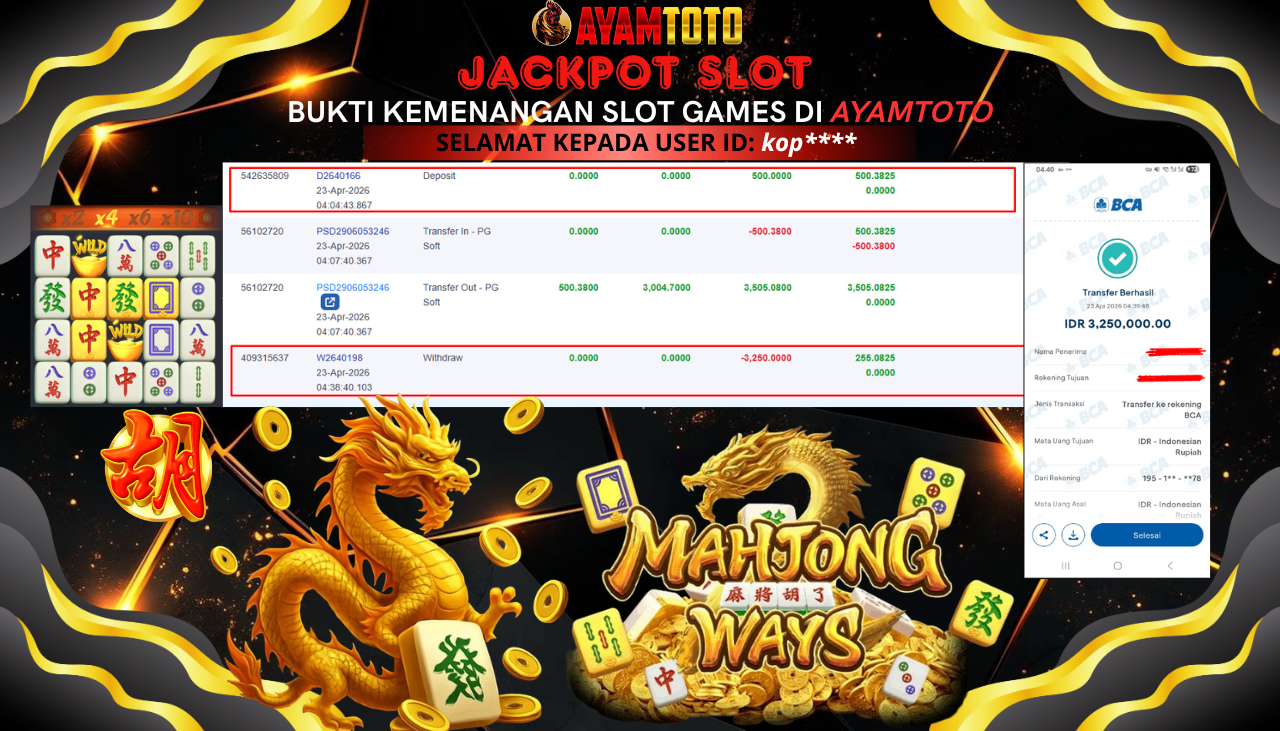 BUKTI JACKPOT PLAYER AYAMTOTO