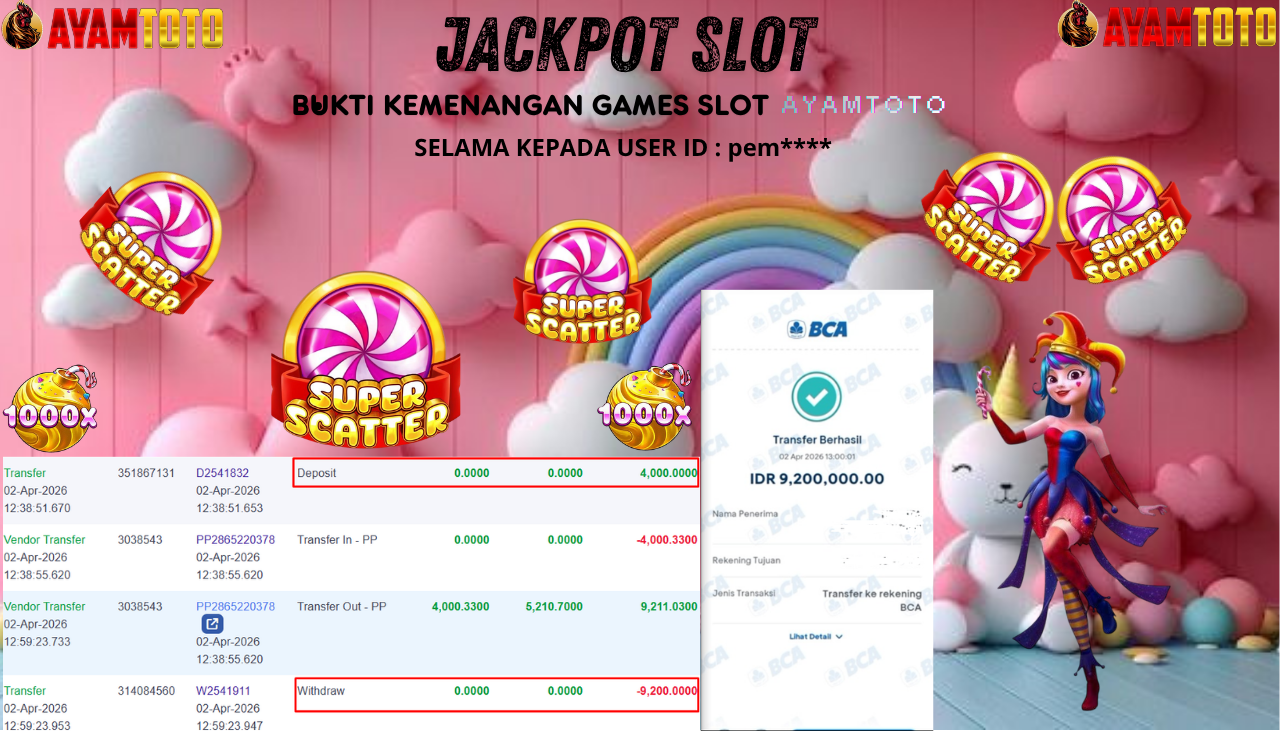 BUKTI JACKPOT PLAYER AYAMTOTO