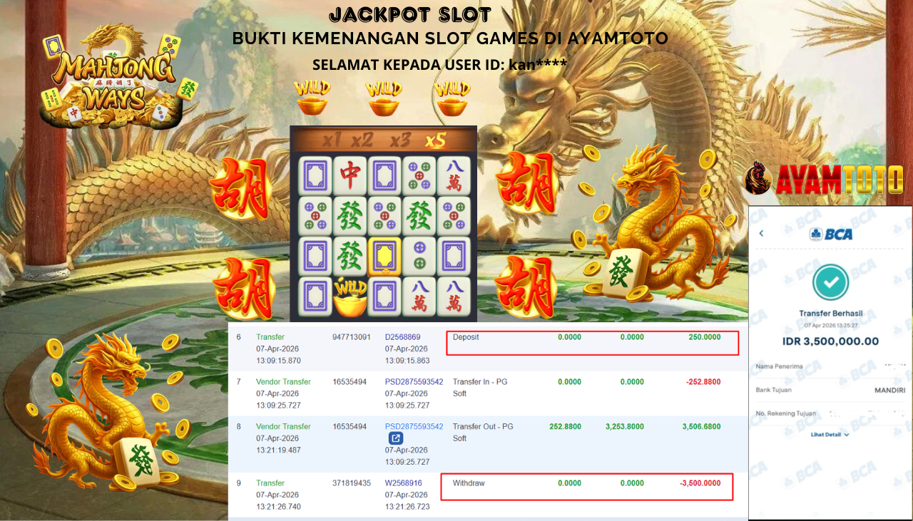 BUKTI JACKPOT PLAYER AYAMTOTO